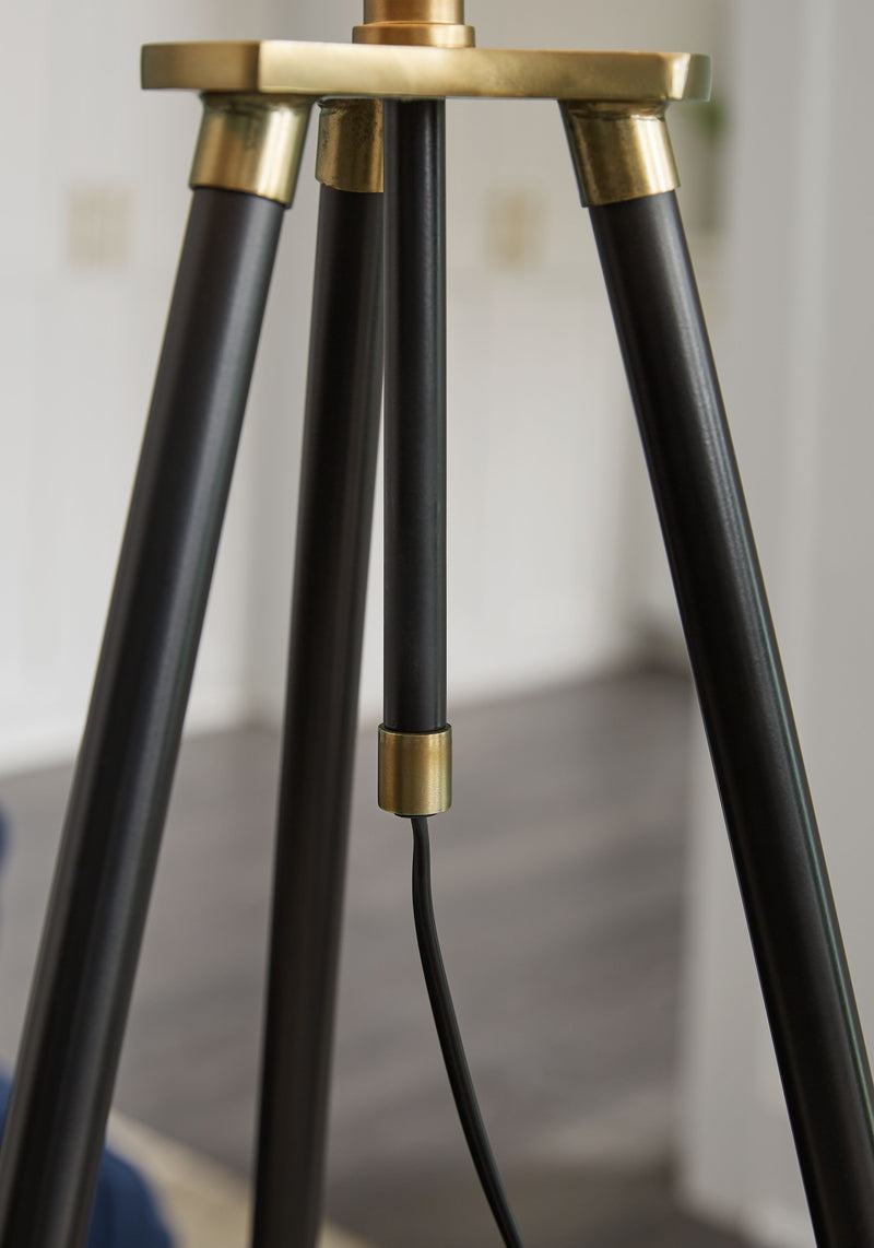 Cashner - Black / Gold Finish - Metal Floor Lamp.