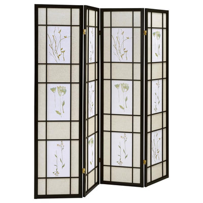 Catabella - 4-Panel Floral Print Folding Screen - Multi-Color.