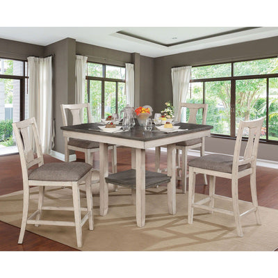 Ann - 5 Piece Counter Height Table Set - Antique White / Gray - Grand Furniture GA