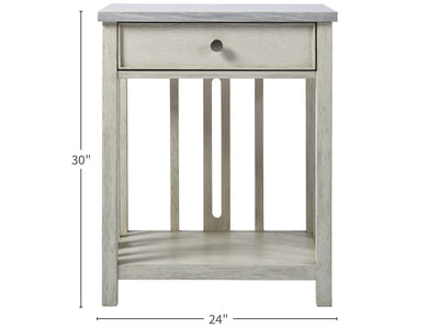 Escape - Bedside Table with Stone Top - Pearl Silver.