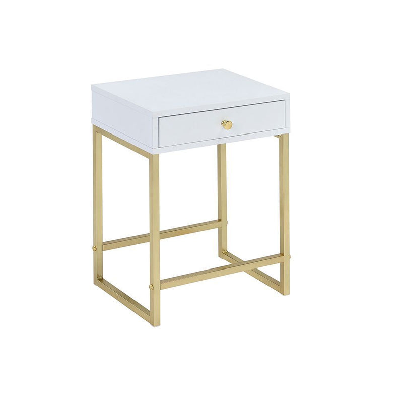 Coleen - Accent Table - White & Brass - Grand Furniture GA