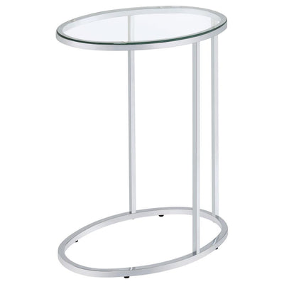 Kyle - Oval Snack Table - Chrome And Clear