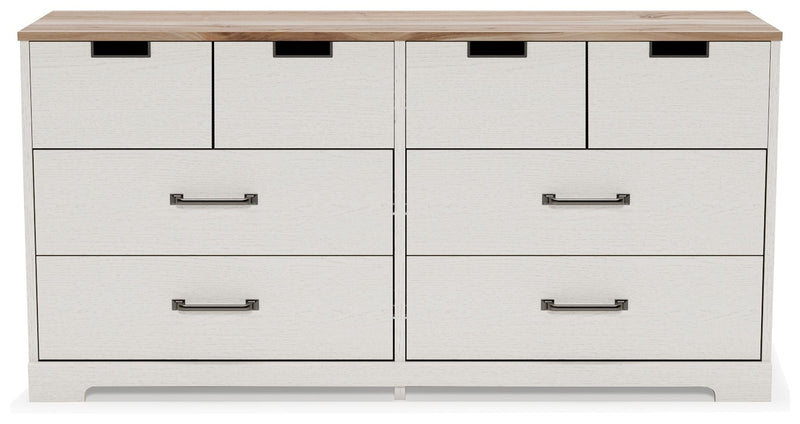 Vaibryn - White / Brown / Beige - Six Drawer Dresser - Vinyl-Wrapped.