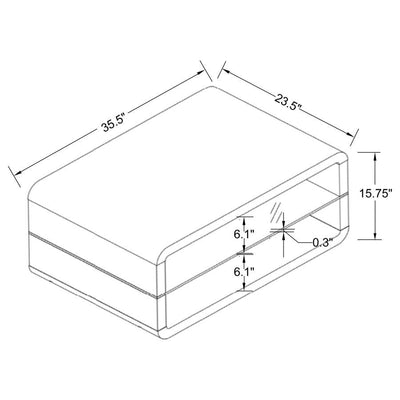 Elana - Rectangle 2-Shelf - Coffee Table - Glossy White.