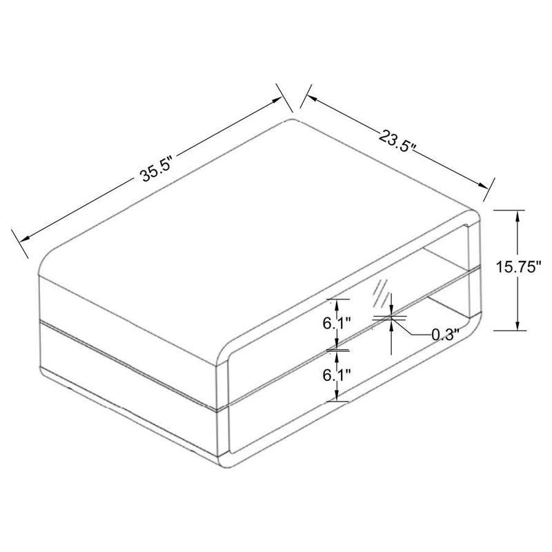 Elana - Rectangle 2-Shelf - Coffee Table - Glossy White.