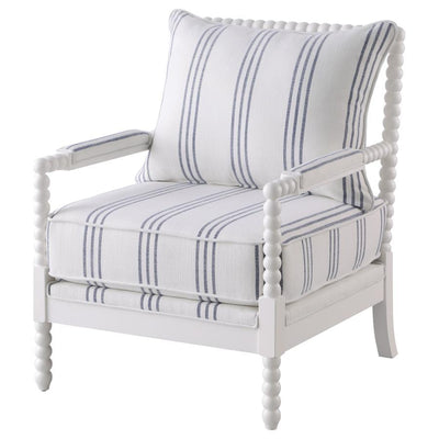 Blanchett - Upholstered Accent Chair With Spindle Accent - White And Navy - Grand Furniture GA