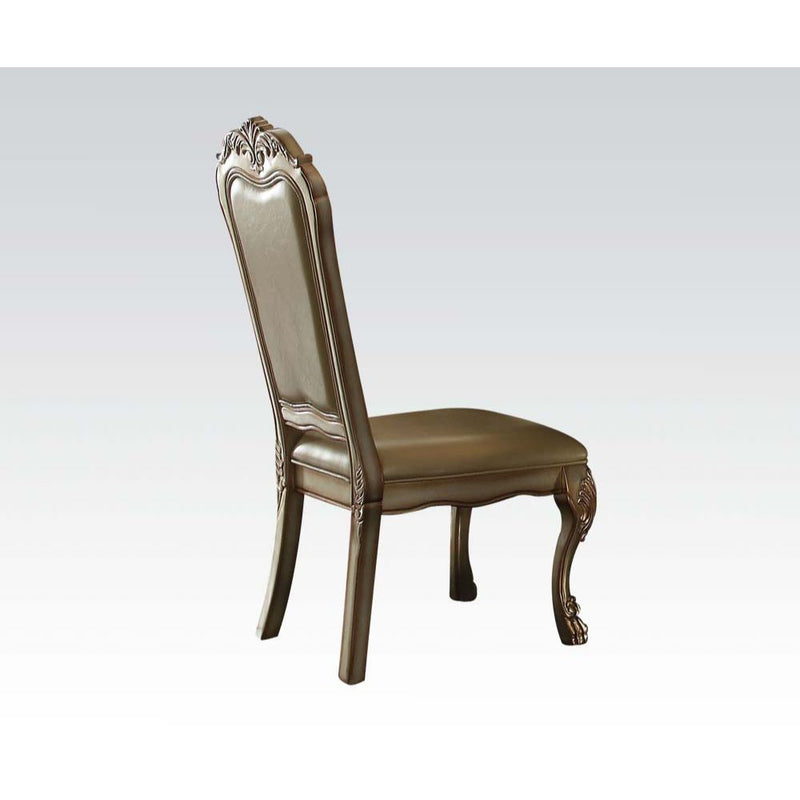 Dresden - Side Chair (Set of 2) - Bone PU/Fabric & Gold Patina - Grand Furniture GA