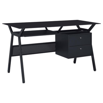 Weaving - 2-Drawer Computer Desk - Black - Computer Desks - Grand Furniture GA