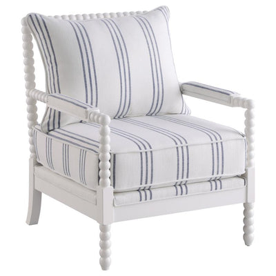 Blanchett - Upholstered Accent Chair With Spindle Accent - White And Navy - Grand Furniture GA