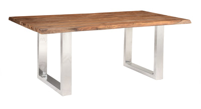 Brownstone 2.0 - Solid Wood Live Edge Topped Table With Chrome Legs.