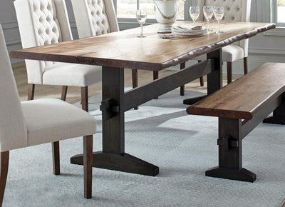 Bexley - Live Edge Trestle Dining Table - Natural Honey and Espresso.