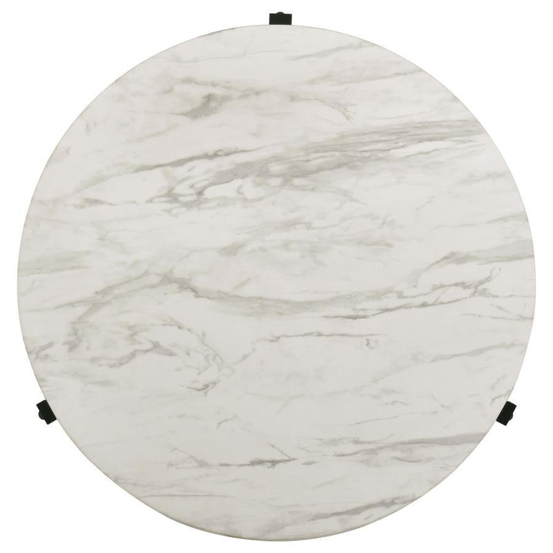 Tandi - Round Coffee Table Faux Marble - White and Black.