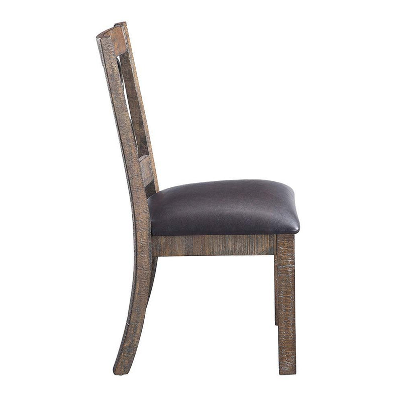 Raphaela - Side Chair (Set of 2) - Black PU & Weathered Cherry Finish - Grand Furniture GA