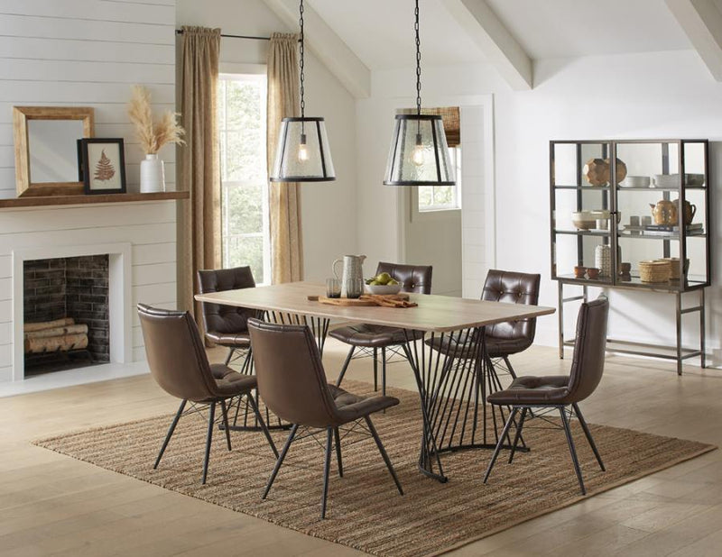 Altus - Swirl Base Dining Table - Natural Oak and Gunmetal.