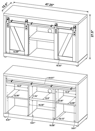 Brockton - 3-shelf Sliding Doors TV Console