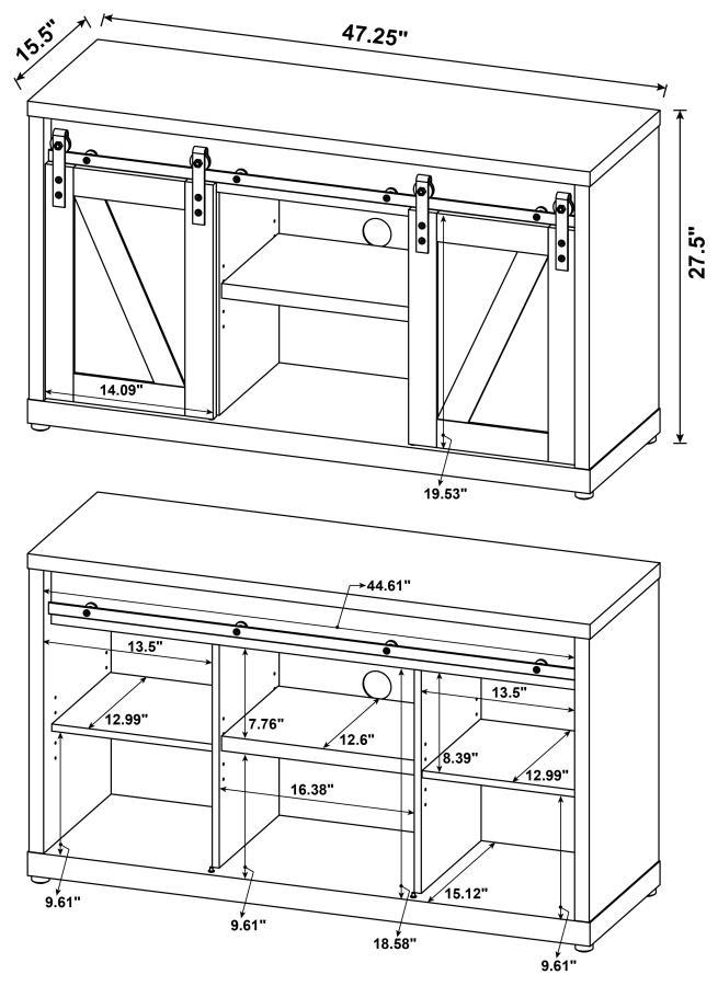 Brockton - 3-shelf Sliding Doors TV Console