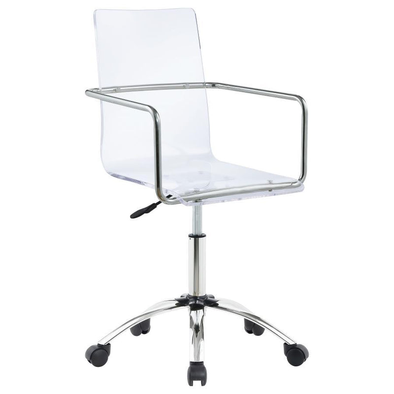 Amaturo - Office Chair With Casters - Clear And Chrome - Swivel Chairs - Grand Furniture GA