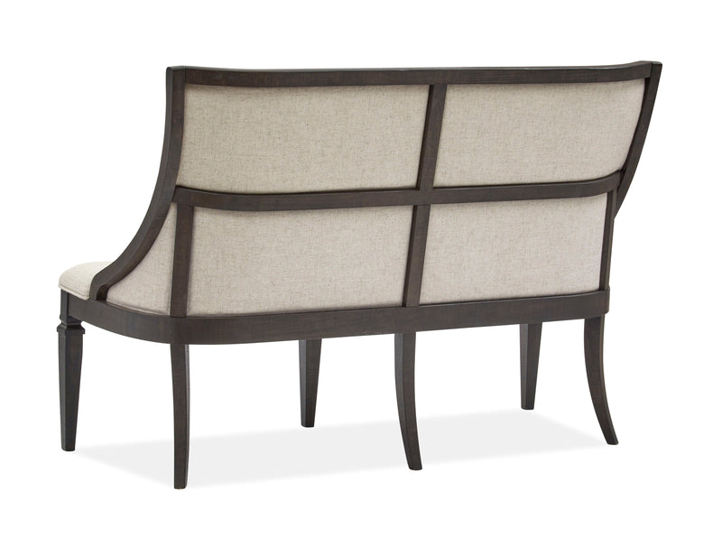 Calistoga - Bench With Upholstered Seat & Back - Weathered Charcoal.