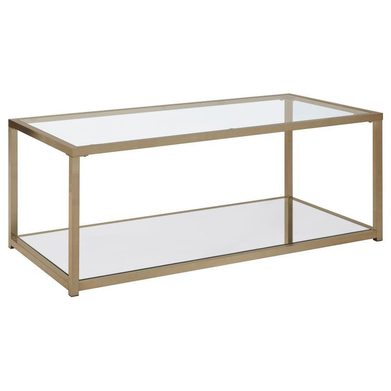 Cora - Coffee Table With Mirror Shelf - Chocolate Chrome.