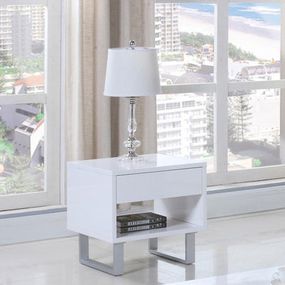 Atchison - 1-Drawer End Table - High Glossy White.