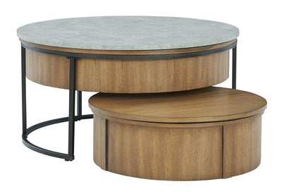 Fridley - Gray / Brown / Black - Nesting Cocktail Tables (Set of 2).