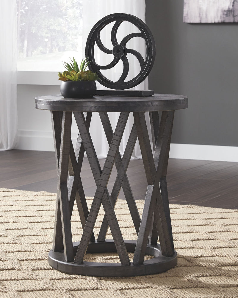 Sharzane - Grayish Brown - Round End Table.