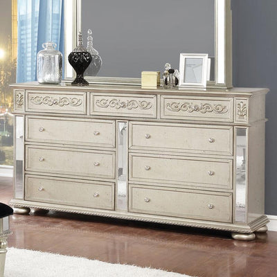 Heidi - 9-Drawer Dresser - Metallic Platinum.