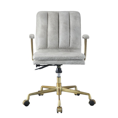 Damir - Office Chair - Vintage White Top Grain Leather & Chrome - Grand Furniture GA