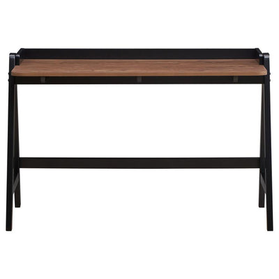 Raul - Writing Desk - Walnut and Black With USB Ports.