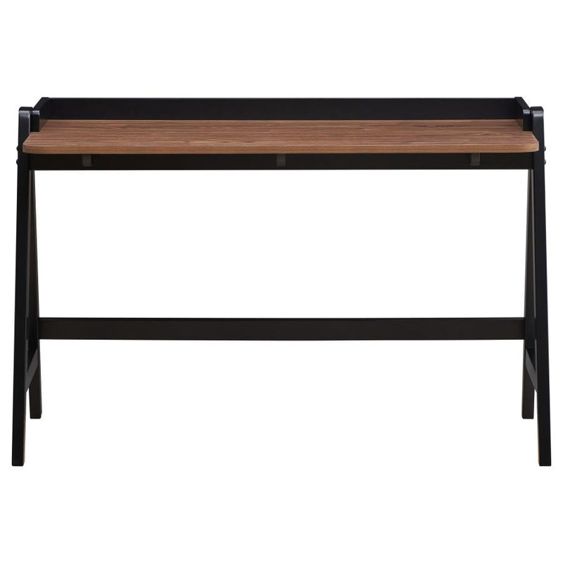 Raul - Writing Desk - Walnut and Black With USB Ports.