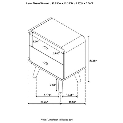 Robyn - 2-Drawer Nightstand - Dark Walnut.