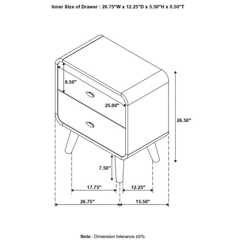 Robyn - 2-Drawer Nightstand - Dark Walnut.