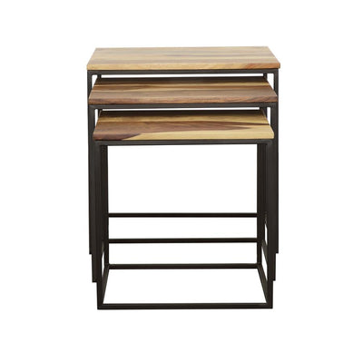 Belcourt - 3-Piece Square Nesting Tables - Natural and Black.