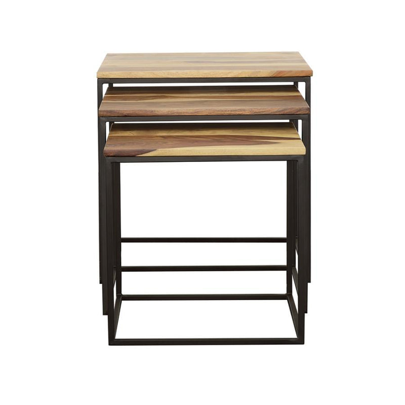 Belcourt - 3-Piece Square Nesting Tables - Natural and Black.