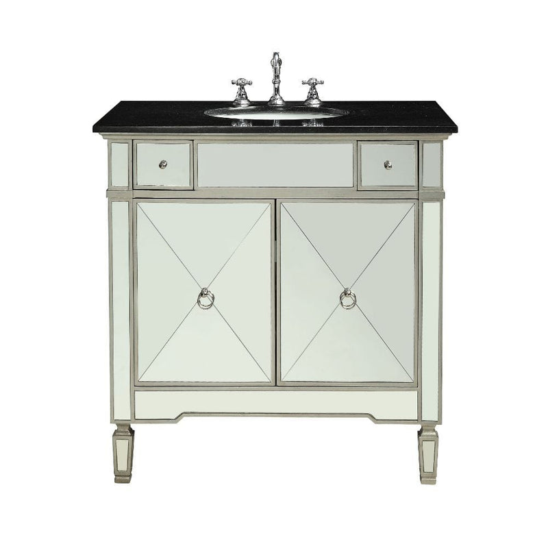 Atrian - Sink Cabinet - Black Marble & Mirrrored - Grand Furniture GA