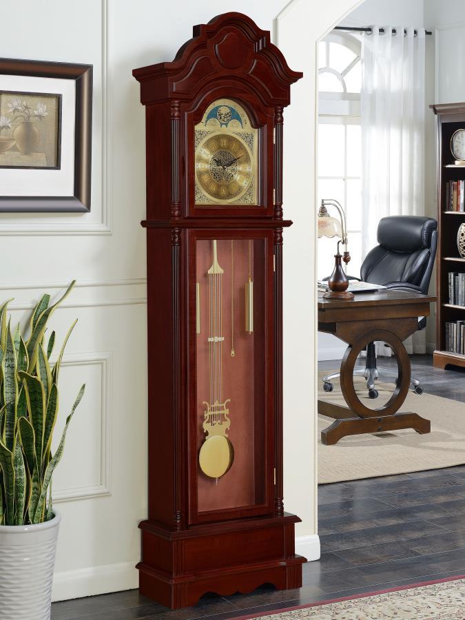 Diggory - Grandfather Clock - Brown Red and Clear.