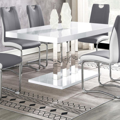 Brooklyn - Rectangular Dining Table - White High Gloss and Chrome.