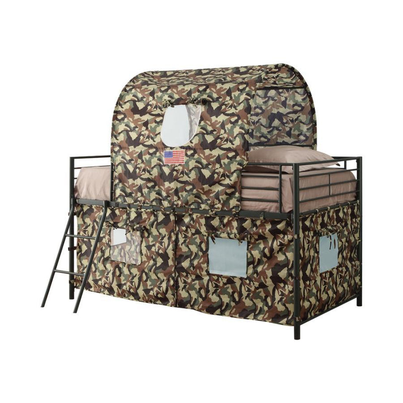 Camouflage - Tent Loft Bed With Ladder - Army Green.