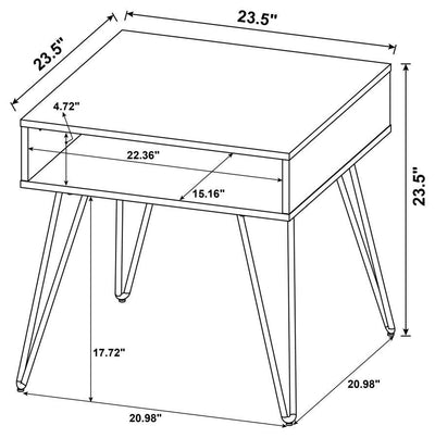 Fanning - Square End Table With Open Compartment - Golden Oak and Black.