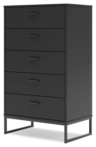 Socalle - Black - Five Drawer Chest