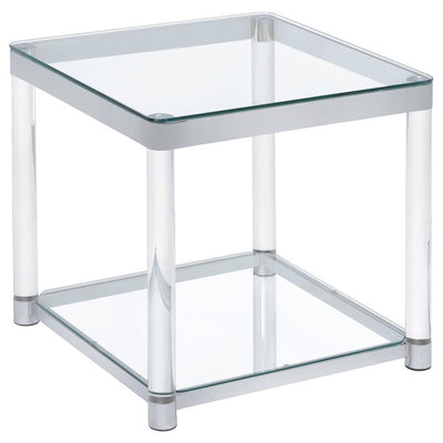 Anne - End Table With Lower Shelf - Chrome And Clear - End Tables - Grand Furniture GA