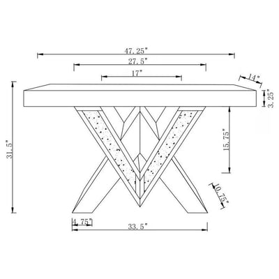 Taffeta - V-Shaped Sofa Table With Glass Top - Silver.