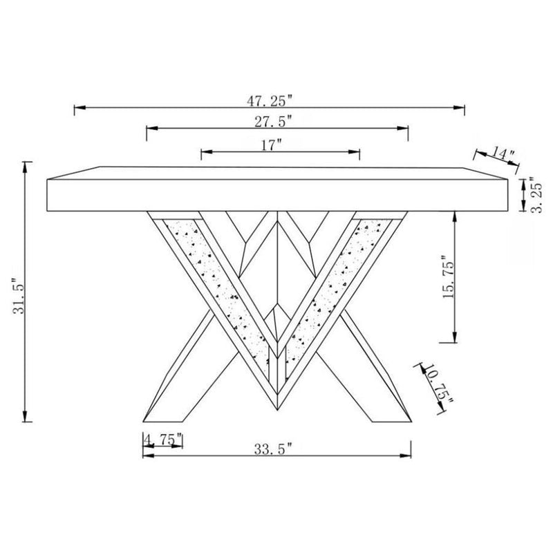 Taffeta - V-Shaped Sofa Table With Glass Top - Silver.