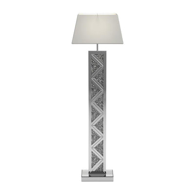 Carmen - Geometric Base Floor Lamp - Silver.