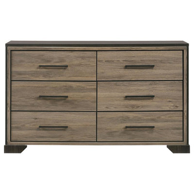 Baker - 6-Drawer Dresser - Brown and Light Taupe.