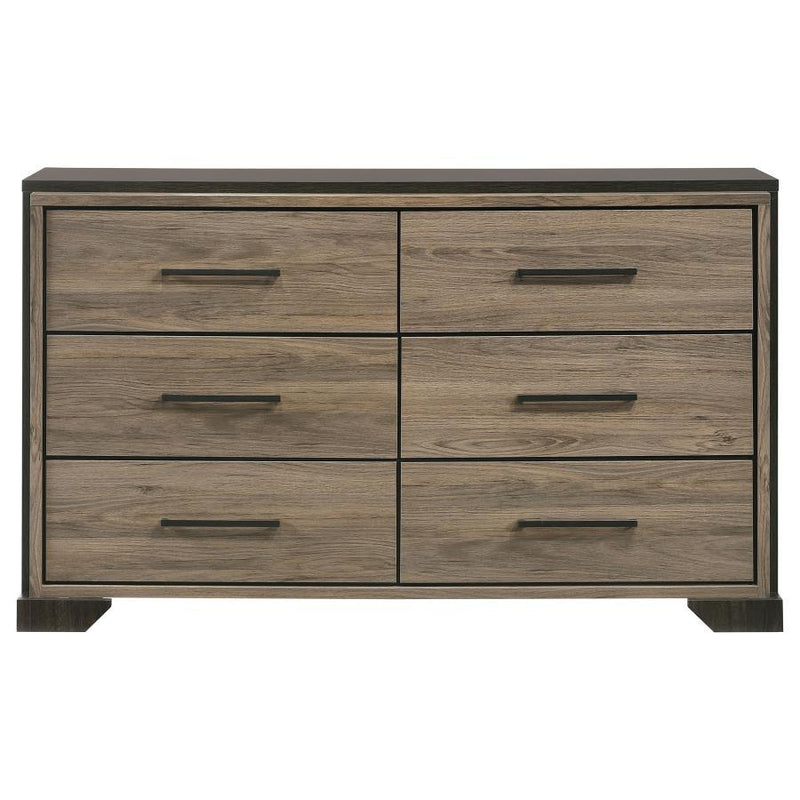 Baker - 6-Drawer Dresser - Brown and Light Taupe.