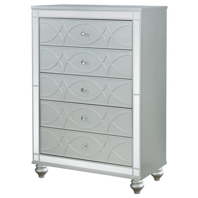 Gunnison - 5-Drawer Chest - Silver Metallic - Grand Furniture GA