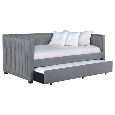 Brodie - Upholstered Twin Daybed With Trundle - Grey.