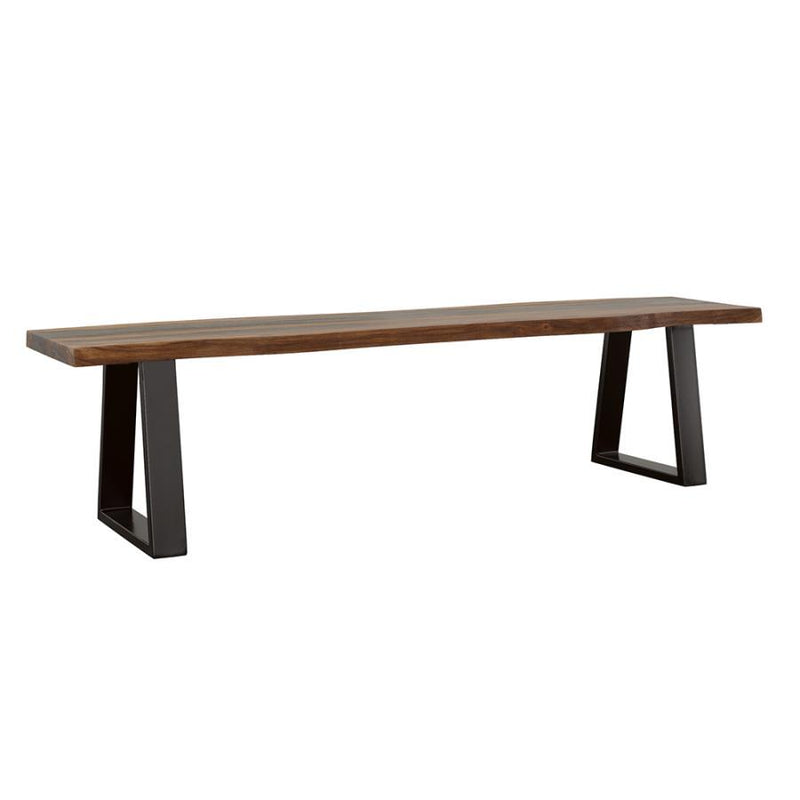 Ditman - Live Edge Dining Bench - Grey Sheesham and Black.