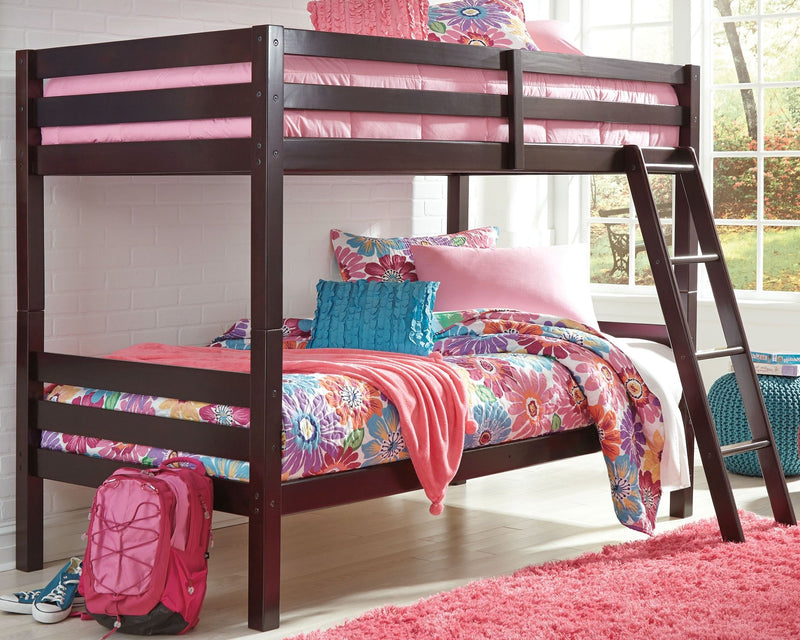 Halanton - Dark Brown - Twin/twin Bunk Bed W/Ladder.